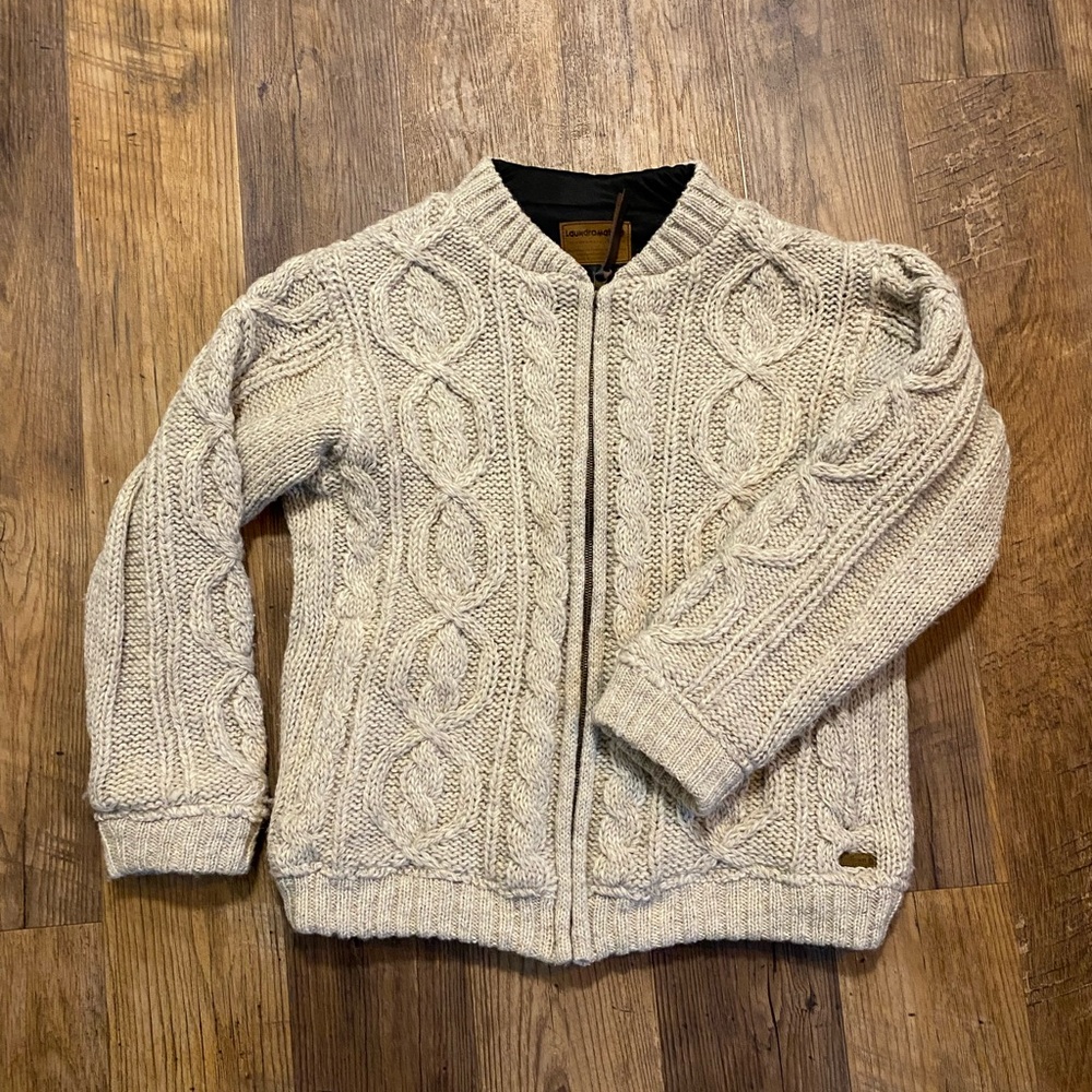Laundromat Fisherman Sweater Aran Zip cardigan M